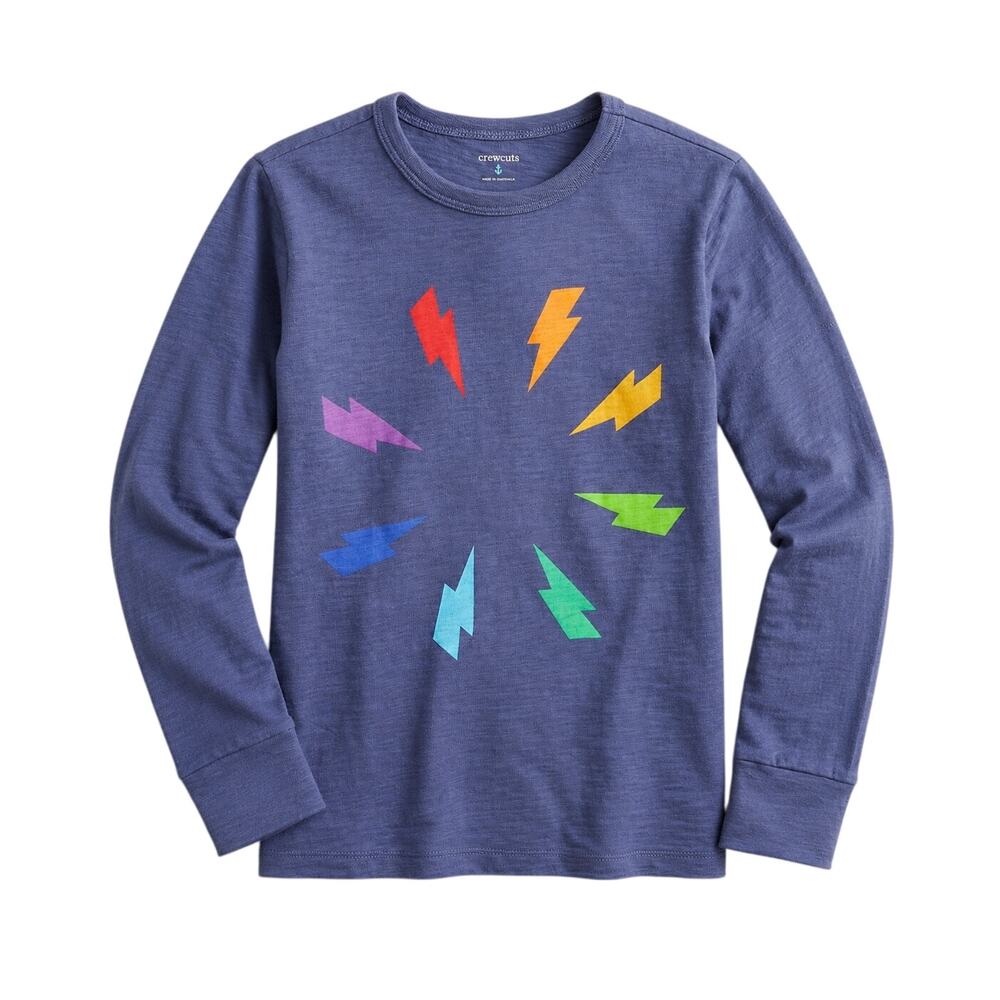 Crewcuts Boys Blue Lightning Bolt Long Sleeve Tee